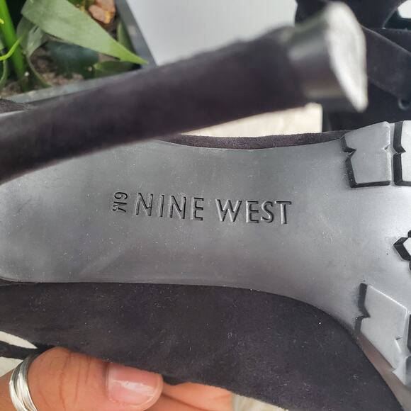 Nine West INESELLA Black Peep Toe Tie Up Pumps Size 6M - Picture 7 of 12